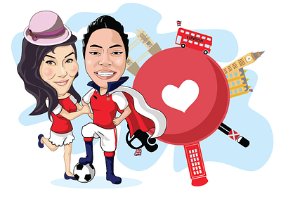 My Best Friend and her Superman :) bigben caricature arsenal football digitalart funnypic london red superhero vector