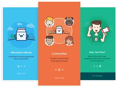 Walkthroughs for an iOS APP app colours illustration ios ui walkthroughs