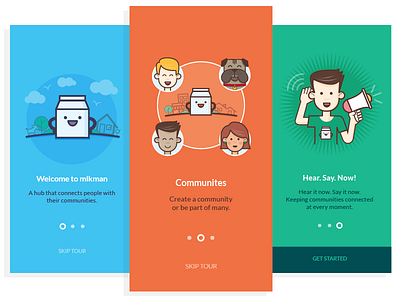 Walkthroughs for an iOS APP app colours illustration ios ui walkthroughs