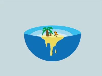 Melting Island flat design island nature round world