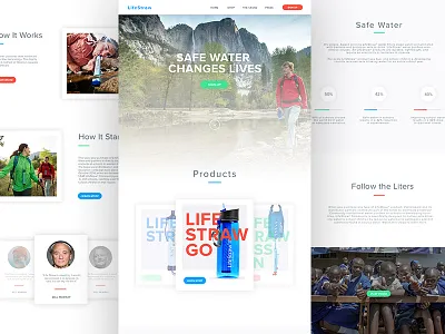 Lifestraw animation carousel flat hiking material outdoor scroll ui ux web wireframe