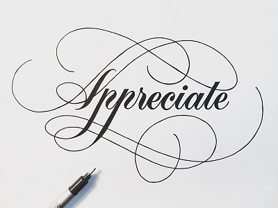 Appreciate flourish lettering script type