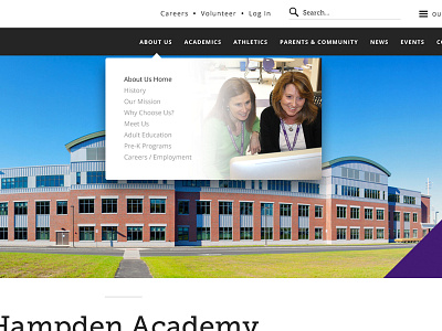 School Dropdown Menu department district dropdown education interface menu network photoshop school web web design