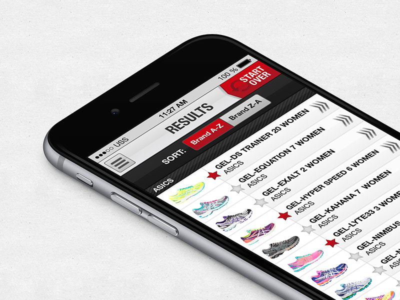 Ultimate Shoe Selector app athletic interface ios iphone shoe shoes sport sports sporty ui