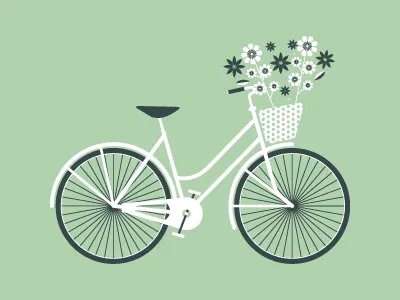 A Vintage Tea Party Bicycle bicycle bike design flowers illustration vector vintage vintage bicycle