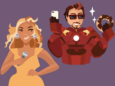 Selfies & Donuts beyonce celebrity donut game illustration ironman paparazzi selfie