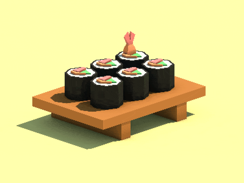 Sushi Time! 3d cinema 4d low poly pixel art