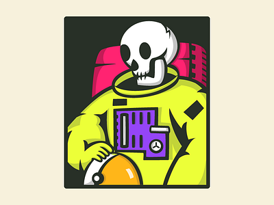 When I grow up astronaut bright colors dreams illustration skull vector