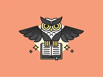 Owl book clean flat illustration illustration line line art out line owl