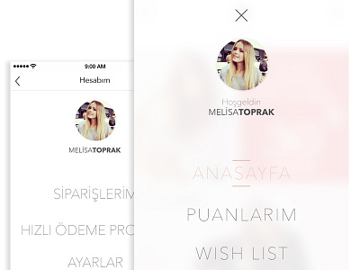 Menu Design avatar blurred fashion flat ios 8 menu profile sidebar