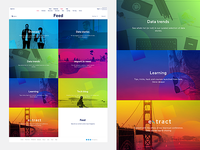 import.io feed- sections blog brand color design feed gradient image menu sections ui ux web