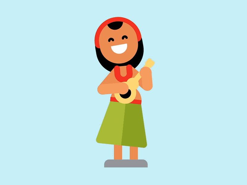 Hula Guuuurl animation bobblehead dance gif girl hula ukulele vector