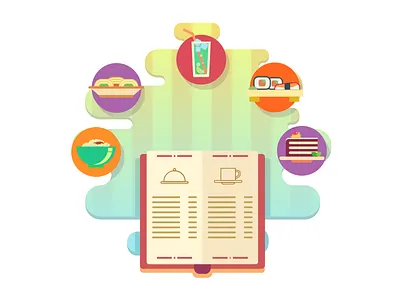 Restaurant menu cafe cake dessert dish drink flat food illustration kit8 menu restaurant vector