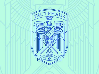 Tautphaus Crest banner crest crown eagle lion logo mono width outline shield stroke wings