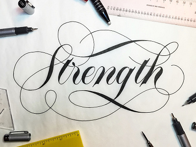 Have Strength flourish lettering script type