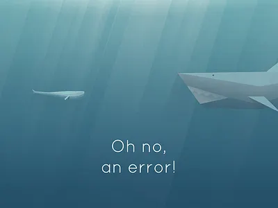 404 404 app error illustration low poly ocean shark water whale