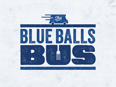 The Blue Balls Bus branding bus food food truck logo stamp texture type typography