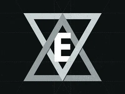 Triangular E e grey logo triangles