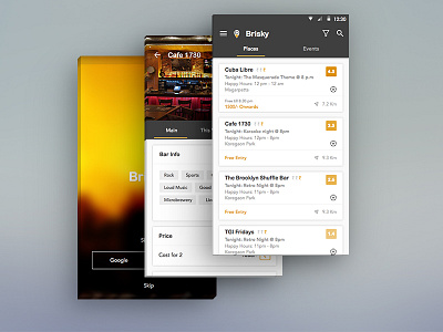 Brisky android lollipop bars event mobile app pub restaurants zomato