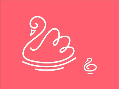 Swan with Young minimalistic red simple simplicity stroke swan