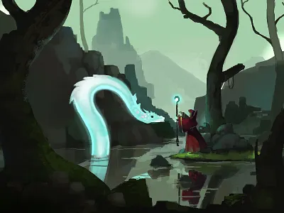 Lake Summoner concept art digital painting illustration lake summoner