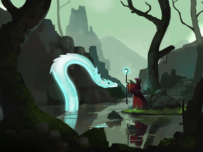 Lake Summoner concept art digital painting illustration lake summoner