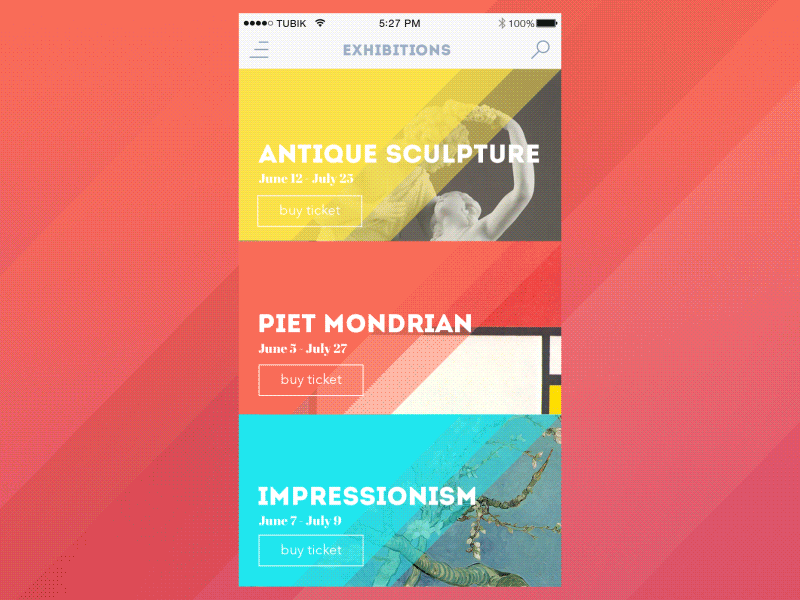 GIF for Art Gallery App animation application design gif interface interface design material menu ui ukraine ux