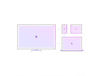 TV and digital platforms illustration clean connect device icons illustration line pink purple responsive tv