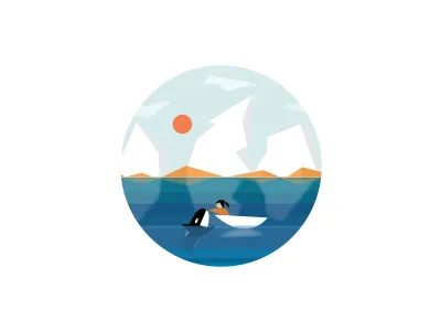 Glacial SeaWorld design iceberg illustration killer whale seaworld