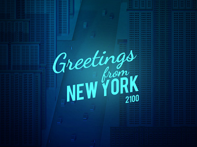 Greetings from NYC 2100 app future illustration new nyc scenario sea york