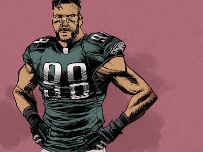 Connor Barwin digital drawing eagles football ink nfl