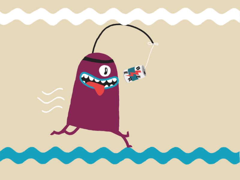 Beer Gif #49 - Motivation animation beer creature gallop gif illustration loosekeys motivation on a stick run cycle running
