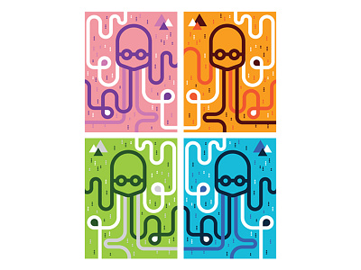 Octopus Scientist Posters design graphicdesign illustration mountains octopus poster trees vectorart wip