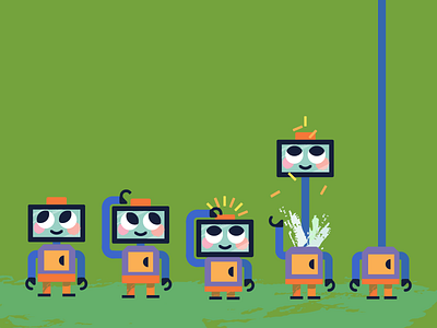 Bee Bee character children design geometry robot screen