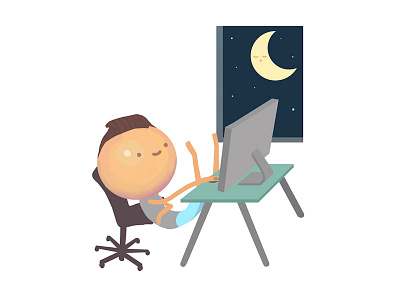 Ergonomics character computers cute derp desk job drawing illustration kawaii life