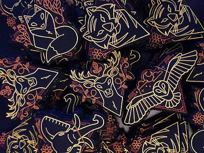 Spirit Animals 2 deer design elephant embroider embroidered patch fox illustration owl spirit animal stag tiger vector