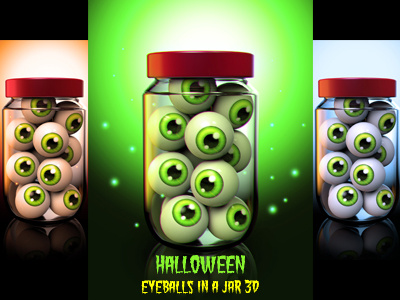 Halloween Eyeballs In A Jar 3D 3d container eye eyeball glass halloween jar perserving pupil render storage witchcraft