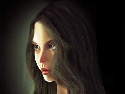 Girl In Dark illustration light shadow