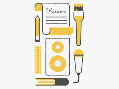 Newsletter Icons 3 book cv film icons illustration mic paintbrush pencil resume speaker vector