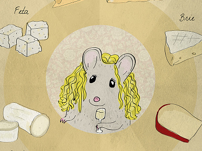 Mice love cheese digital illustration