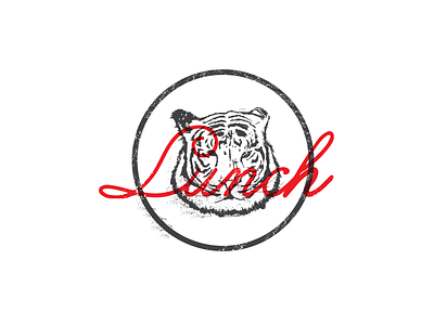 Lunch badge distressed food lunch overlay red tiger