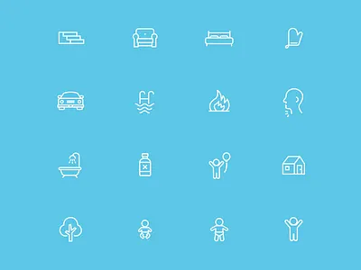 Nationwide Icons bathroom bedroom car child children house icon illustration kitchen pool safety