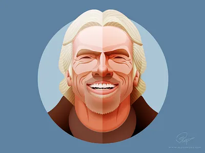 Richard Branson - infographic element character face flat head illustration portrait virgin