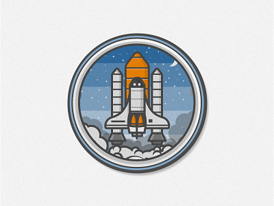 Rocketship badge earth icon illustration moon nasa rocket ship space stars vector