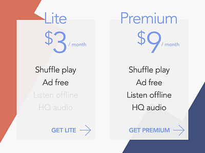 Pricing Table rebound buy design get lite premium price pricing purchase shop table ui