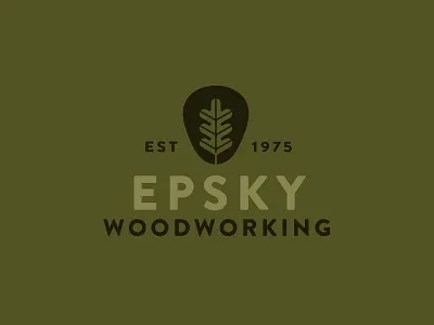 Epsky Woodworking brand branding forest icon leaf logo mark thick wood