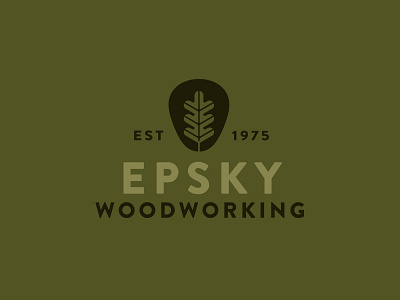 Epsky Woodworking brand branding forest icon leaf logo mark thick wood