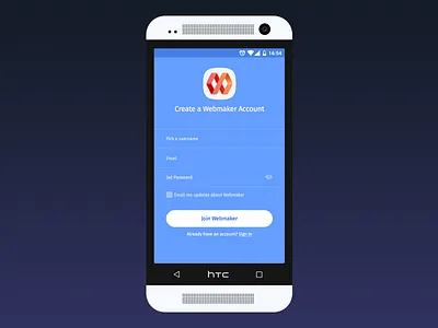 Create Account - Webmaker android design htc login mobile mozilla one sketch textfield ui vector
