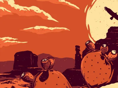 Desert Illustration cactus canales desert guerra illustration sunset texture zack