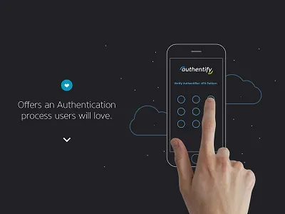 Authentify - Product Page Animation animation authentication clouds hand illustration iphone parallax sky space technology